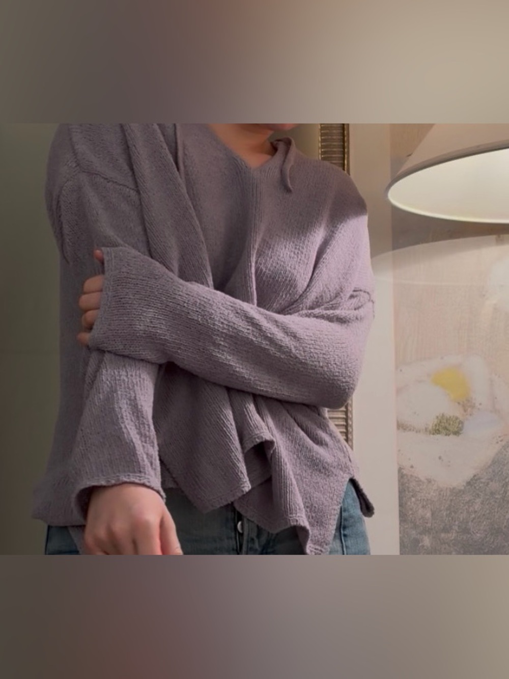 aerie lavender Knit Hoodie Top